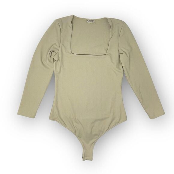Intimately Free People Bodysuit Square Neck Long Sleeve Tan Nude Women’s Size XS - Picture 1 of 14